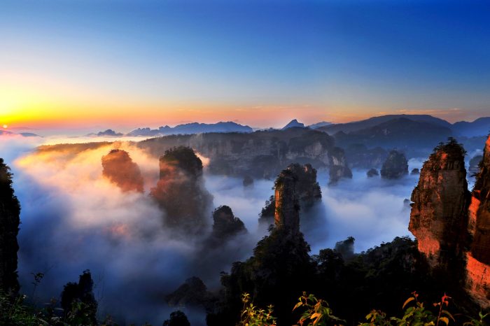 Zhangjiajie and Fog-enveloped Xiaodongjiang